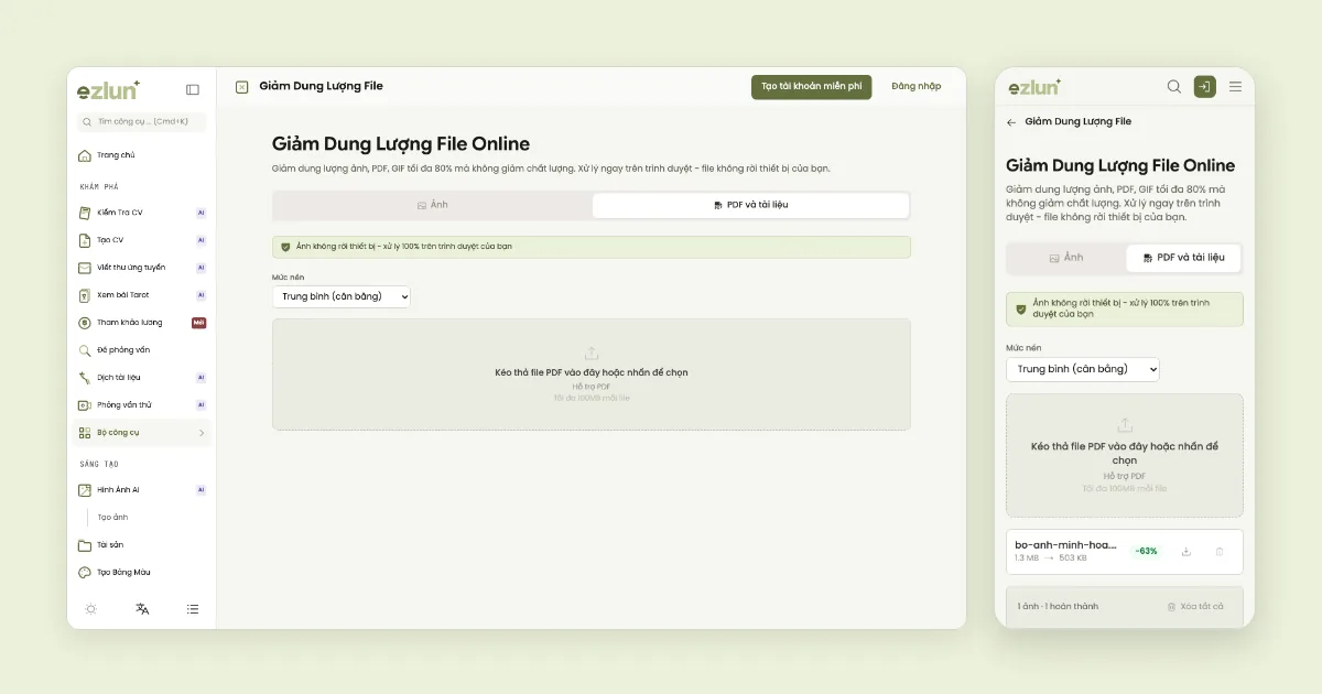 Bìa bài hướng dẫn giảm dung lượng PDF trên trình duyệt