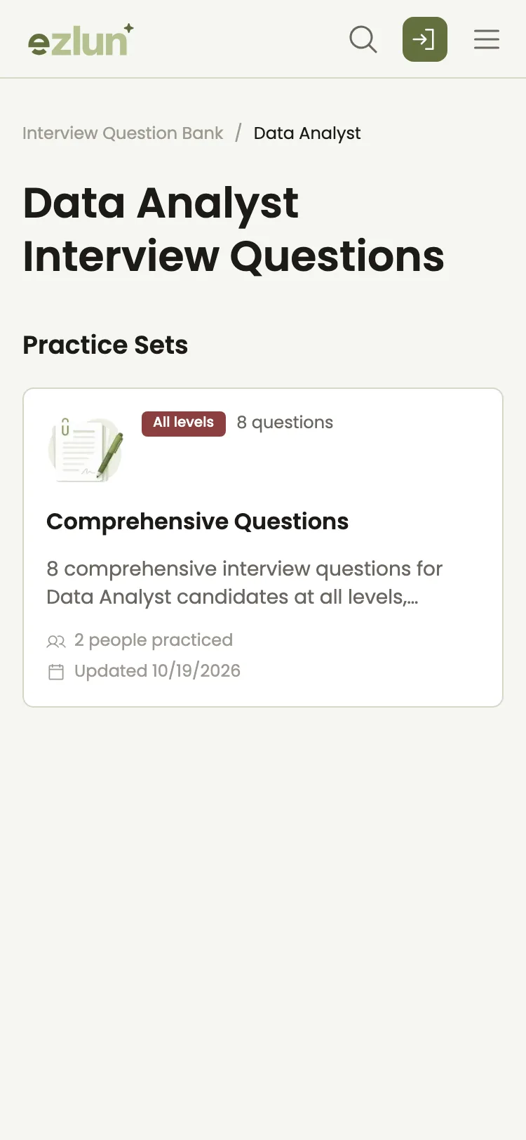 Practicing role-based interview questions on a phone