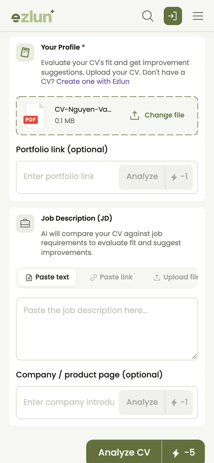 The final CV check step using CV Checker on a phone