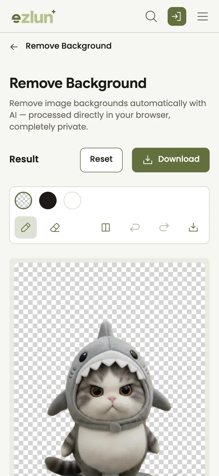 Product photo before and after background removal and compression on a phone