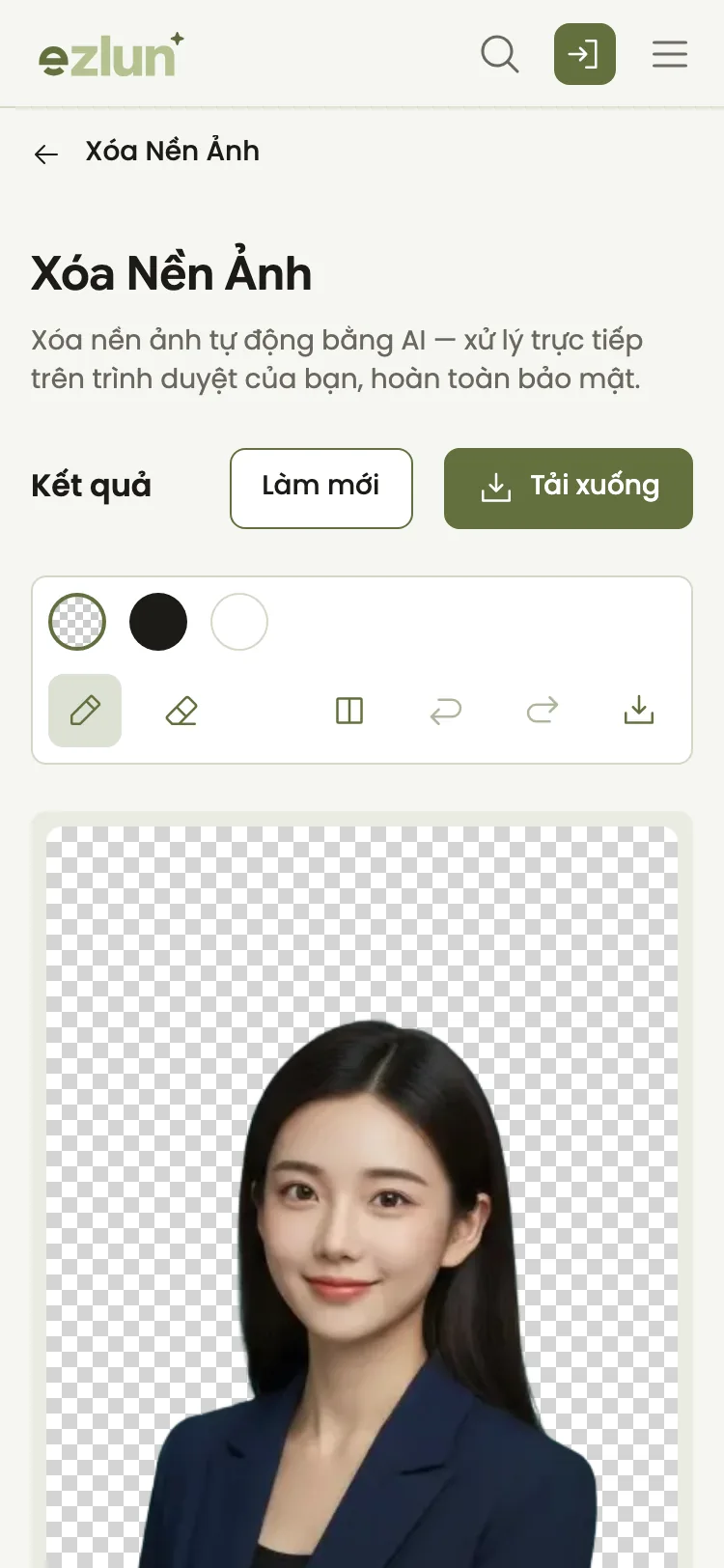Màn hình tải ảnh PNG nền trong suốt trên điện thoại